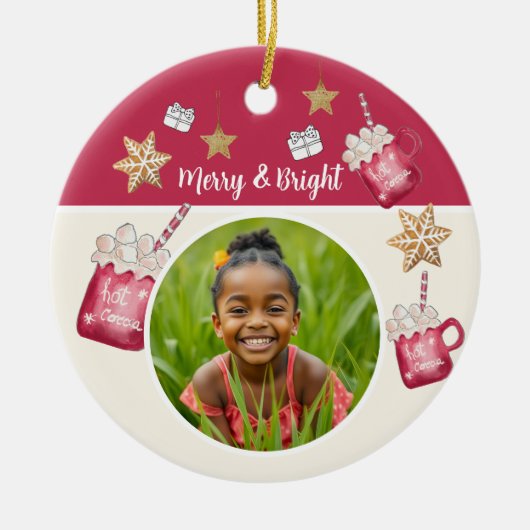 Hot Cocoa Holiday Party Waterverf Kunst Keramisch Ornament (Voorkant)