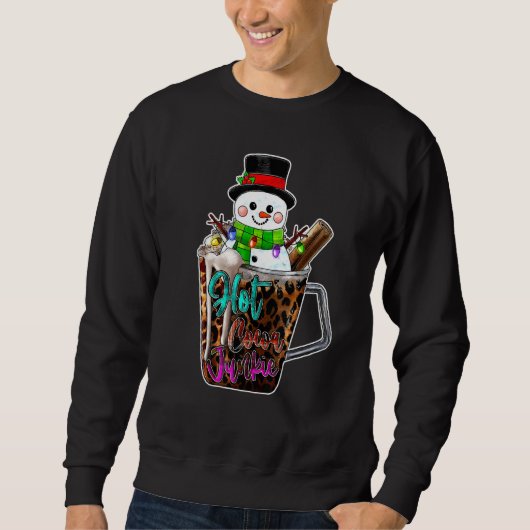 Hot Cocoa Junkie Leopard Cute Snowman Merry Christ Trui (Voorkant)