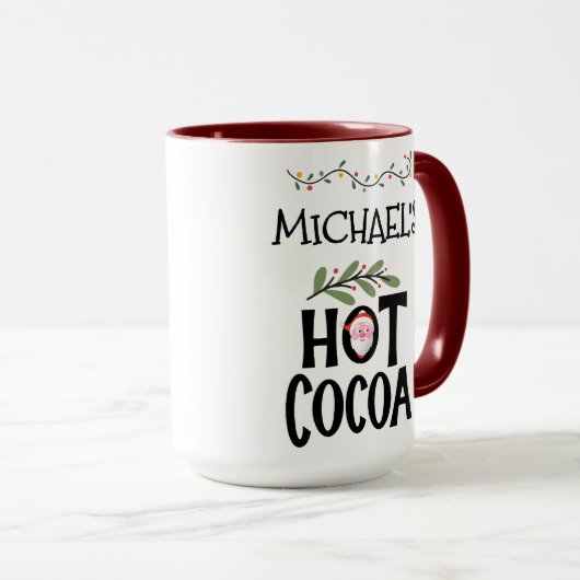 Hot Cocoa Kerstman & aangepaste naam Mok (Voorkant rechts)