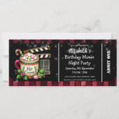 Hot Cocoa Movie Night Birthday Party Ticket Kaart (Voorkant)
