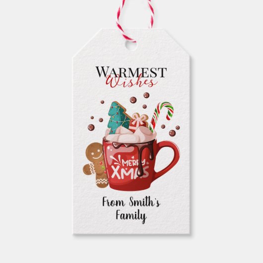 Hot Cocoa Mug Warmest Wishes Christmas Cadeaulabel (Voorkant)