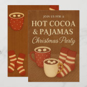 Hot Cocoa & Pajamas Christmas Party Invitation  Kaart (Voorkant / Achterkant)