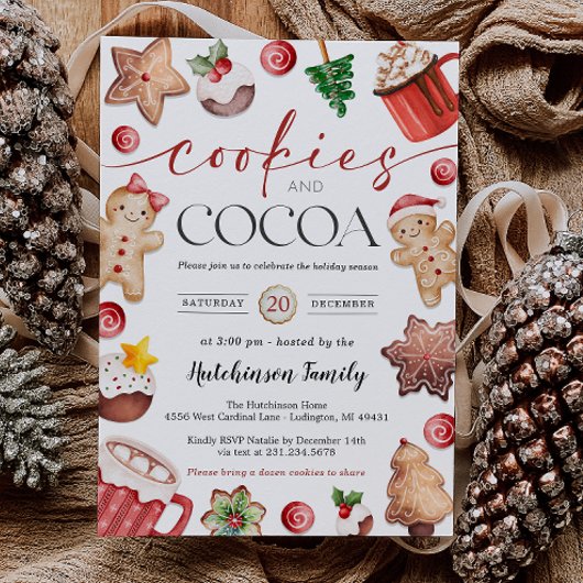 Hot Cocoa Party Invitation - Cookies and Cocoa Kaart