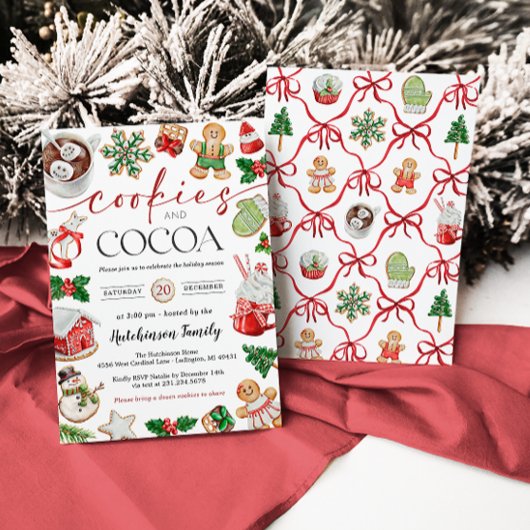 Hot Cocoa Party Invitation - Cookies and Cocoa Kaart