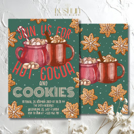 Hot Cocoa Red Mug & Cookies Holiday | Christmas Kaart