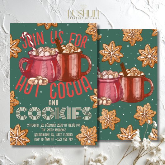 Hot Cocoa Red Mug & Cookies Holiday | Christmas Kaart
