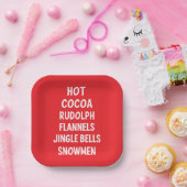 Hot Cocoa Rudolph Flannels Jingle Bells Santa Papieren Bordje (Feest)