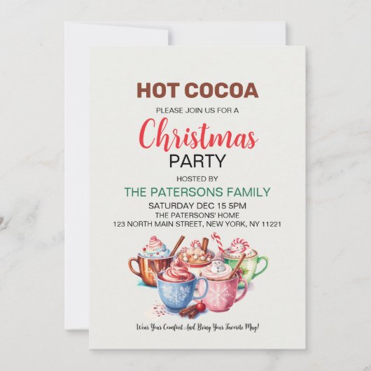 Hot Cocoa Schattige kerstfeest Kaart (Voorkant)
