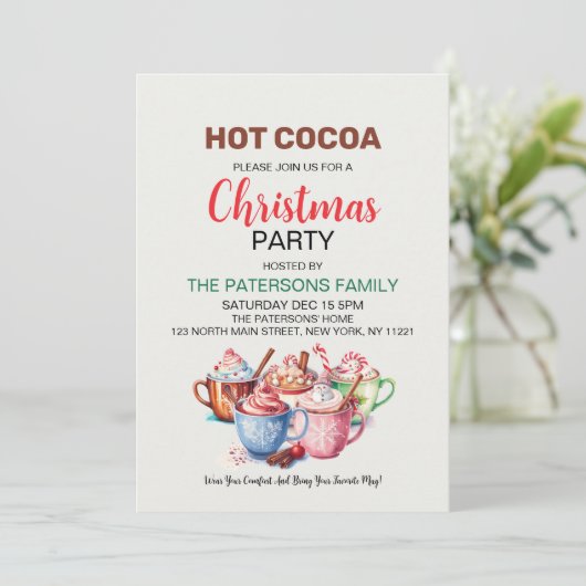 Hot Cocoa Schattige kerstfeest Kaart (Staand voorkant)