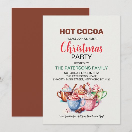 Hot Cocoa Schattige kerstfeest Kaart (Voorkant / Achterkant)