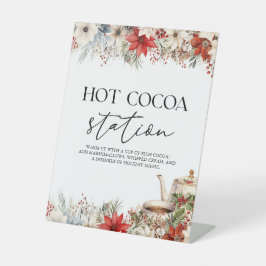 Hot Cocoa Station Christmas Holiday Tea Party Reclamebord Met Voetstuk