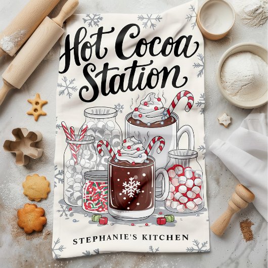 Hot Cocoa Station Gepersonaliseerde Kerst Theedoek