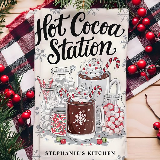 Hot Cocoa Station Gepersonaliseerde Kerst Theedoek