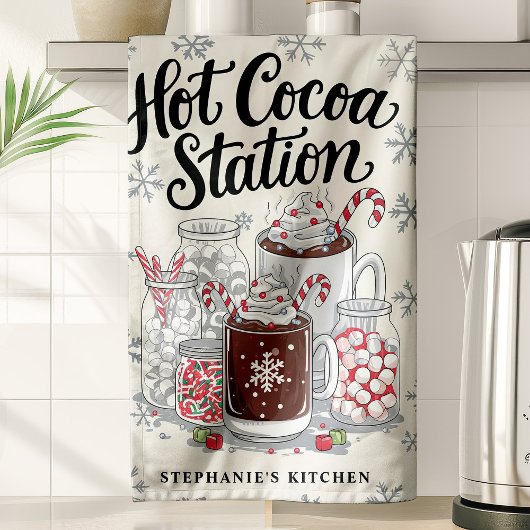 Hot Cocoa Station Gepersonaliseerde Kerst Theedoek