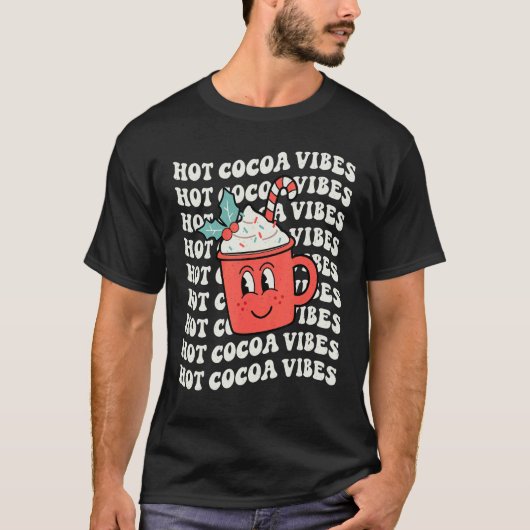 Hot Cocoa Vibes Retro Christmas Peppermint Hot Cho T-shirt (Voorkant)