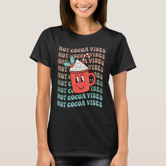 Hot Cocoa Vibes Retro Christmas Peppermint Hot Cho T-shirt (Voorkant)