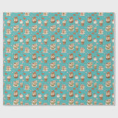 Hot Cocoa Winter Drink groen achtergrondpatroon Cadeaupapier (Vlak)