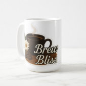 Hot Coffee Cup with Flower and Coffee Beans – Cozy Koffiemok (Voorkant links)