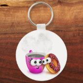 Hot Coffee en een donut-Sleutelhanger Sleutelhanger (Voorkant)