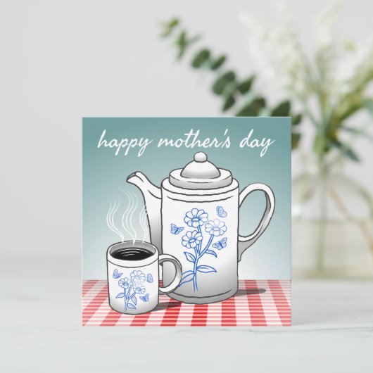 Hot-Coffee Moederdag Holiday Kaart (Staand voorkant)