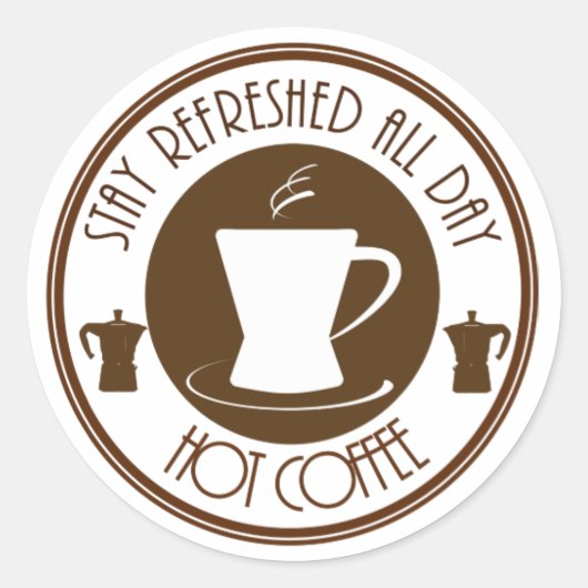 Hot Coffee Ronde Sticker (Voorkant)
