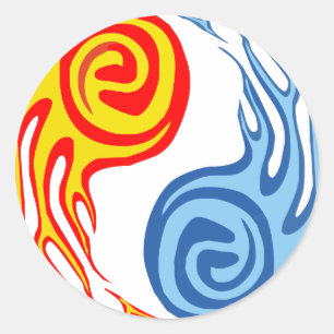 Hot & Cold - Fire & Water Yin Yang Tattoo Ronde Sticker