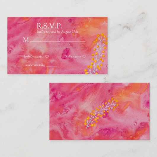 Hot Color Romantic Weddenschap RSVP Informatiekaartje (Voorkant / Achterkant)