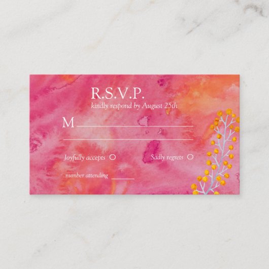Hot Color Romantic Weddenschap RSVP Informatiekaartje (Voorkant)
