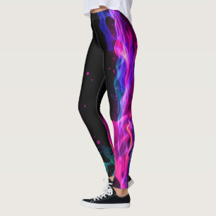 Hot-Colorful Fire Flame Smoke Leggings