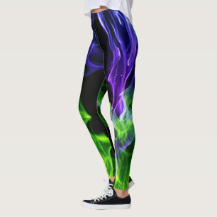 Hot-Colorful Fire Flame Smoke Leggings
