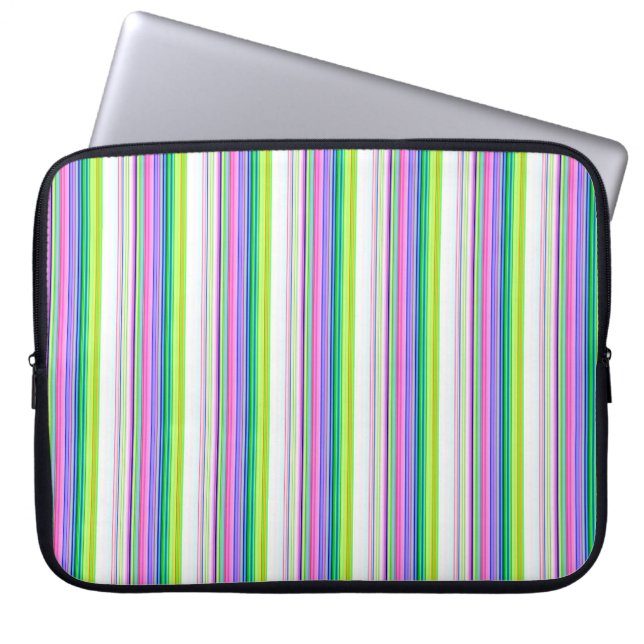 Hot colorful neon stripes laptop sleeve (Voorkant)