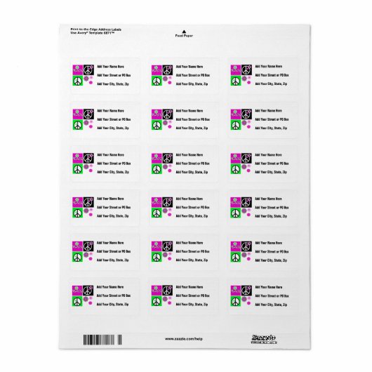 Hot Colours Peace T-shirts en geschenken Etiket (Full Sheet)