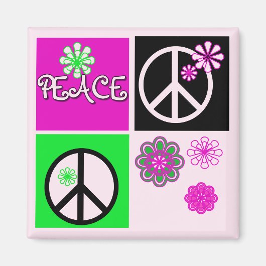 Hot Colours Peace T-shirts en geschenken Magneet (Voorkant)