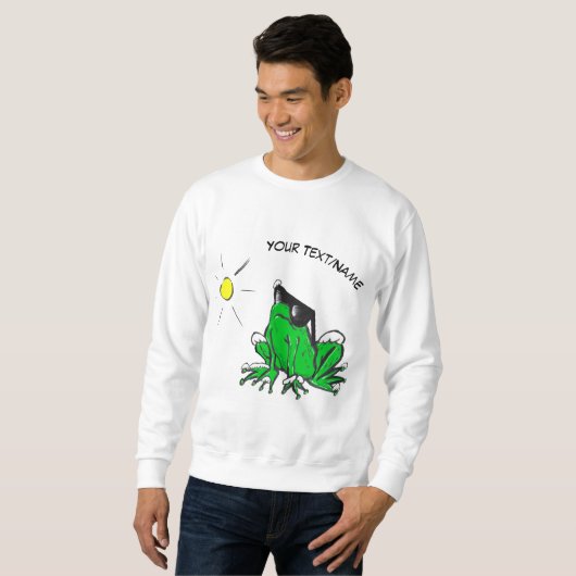 Hot & Cool Frog Cartoon. Naam/Tekst Sweatshirt (Voorkant volledig)