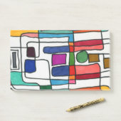 Hot&coole rechthoekige strepen met cirkelaccent post-it® notes (Op bureau)