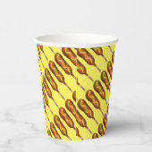 Hot Corn Dog Corndog Geel Mosterd Junk Food Papieren Bekers (Rechts)