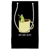 Hot Croc-colate Funny Crocodile Pun Dark BG Klein Cadeauzakje (Voorkant)