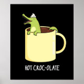 Hot Croc-colate Funny Crocodile Pun Dark BG Poster (Voorkant)
