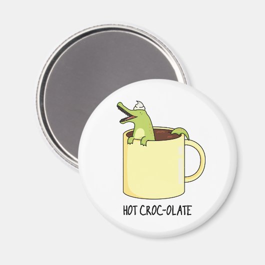 Hot Croc-colate Funny Crocodile Pun Magneet (Voorkant / Achterkant)
