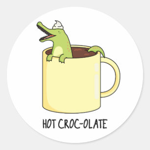 Hot Croc-colate Funny Crocodile Pun Ronde Sticker