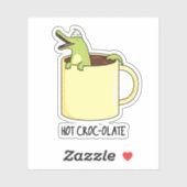 Hot Croc-colate Funny Crocodile Pun Sticker (Vel)