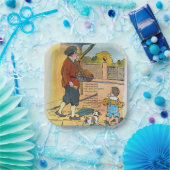 Hot-cross broodjes, Moeder Gans Kwekerij Rhyme Afb Papieren Bordje (Feest)