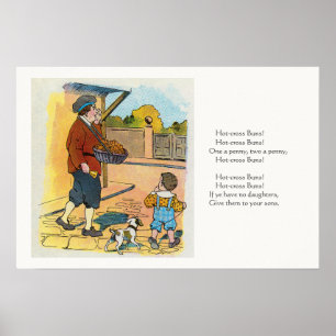 Hot-cross broodjes, Moeder Gans Kwekerij Rhyme Afb Poster