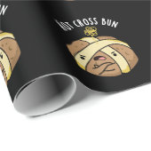 Hot Cross Bun Funny Food Pun Dark BG Cadeaupapier (Rol Hoek)