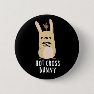 Hot Cross Bunny Funny Angry Rabbit Pun Dark BG Ronde Button 5,7 Cm