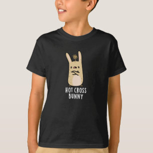 Hot Cross Bunny Funny Angry Rabbit Pun Dark BG T-shirt