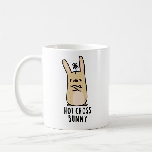Hot Cross Bunny Funny Angry Rabbit Pun Koffiemok (Links)