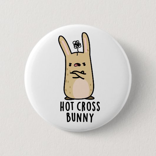 Hot Cross Bunny Funny Angry Rabbit Pun Ronde Button 5,7 Cm (Voorkant)