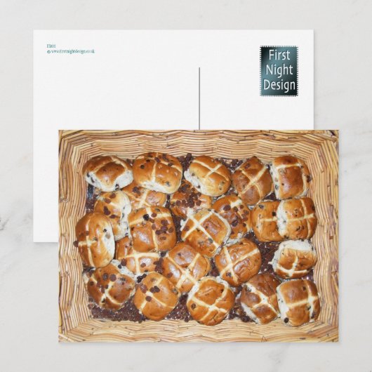 Hot Cross Buns Paasmand #1 Feestdagenkaart (Voorkant / Achterkant)
