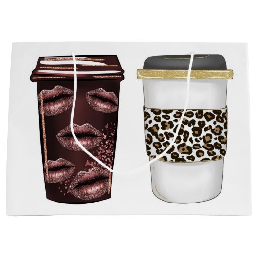 Hot Cup Koffie Design Papier Shop Drink Groot Cadeauzakje (Voorkant)